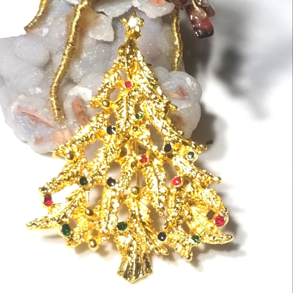 Christmas Tree Rhinestones Brooch